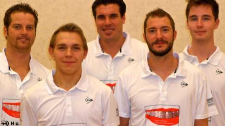 Sie erkämpften sich überraschend die Tabellenspitze der 2. Bundesliga Squash: (von links) Hansi Seestaller, Andre Ergenz, Mark Rogers, Patrick Scherer und Simon Vaclahovsky.  