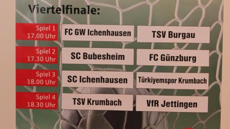 Auf hochklassigen Hallenfußball schon ab dem Viertelfinale können sich die Fans bei der Endrunde der Kreismeisterschaft heute in der Günzburger Rebayhalle freuen. Favorisiert sind die Bezirksligisten aus Bubesheim und Ichenhausen, doch die anderen Teams werden alles tun, um ihnen ein Bein zu stellen.  