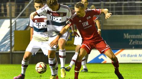 Hat sich momentan einen festen Platz im Angriff des Regionalligisten FC Memmingen erobert: Michael Geldhauser, hier im Spiel gegen die Bayern-Amateure. Es gibt aber Indizien dafür, dass er irgendwann beim SCI landen könnte. 
