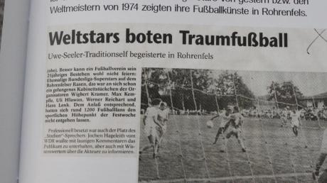 Weltstars boten Traumfußball: Ein Auszug aus der Neuburger Rundschau vor 25 Jahren. Die Uwe-Seeler-Traditionself gastierte damals zum Jubiläum in Rohrenfels. 