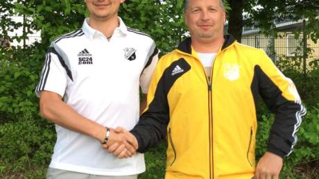 Freuen sich auf die Zusammenarbeit: Spielertrainer Karl Frieß und Mit-Abteilungsleiter Martin Müller. 	