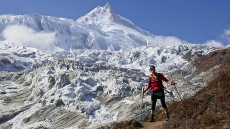 Petra Wendt-Maisch beim Manaslu-Trail-Race im Himalaja. 	