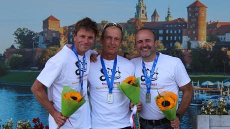 Das deutsche Vizeweltmeister-Team: (von links) Ingo Kriesinger, Karlheinz Heckel und Stefan Senft.  	