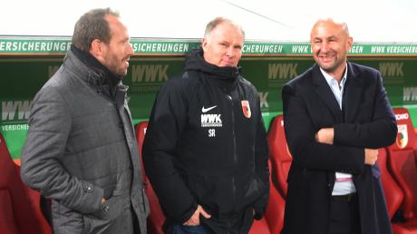 Lange wirkten die FCA-Geschäftsführer Michael Ströll (links) und Stefan Reuter (Mitte) sowie der damalige Präsident Klaus Hofmann wie eine Einheit. Ein Tag im Mai vor einem Jahr änderte das alles.