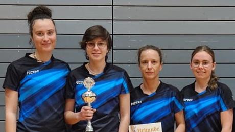 Das Pokal-Meisterteam des TTC Langweid III. Von links Anna Kaps, Lisa Vögele, Barbara Jungbauer und Corinna Brummer. Foto: TTC Langweid