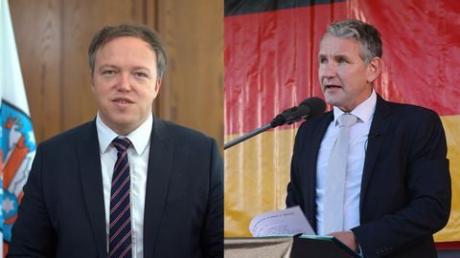 CDU gegen AfD in Thüringen: Mario Voigt (links) und Björn Höcke treten an diesem Donnerstagabend in einem TV-Duell gegeneinander an. 