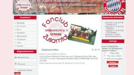 Weiß und rot sind die Vereinsfarben des FC Bayern München. Auf der Homepage des Fanclubs Millenium wird dies nicht immer deutlich.  