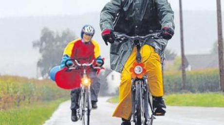 Der Regen machte den Teilnehmern der Aktion „Radelspaß“ zu schaffen. Viele Radler blieben wegen des Regens zu Hause.  