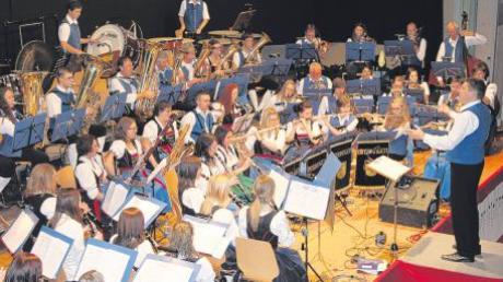 Das große Blasorchester Binswangen unter der Leitung von Christoph Günzel konnte die Besucher beim Jahreskonzert bestens unterhalten. 