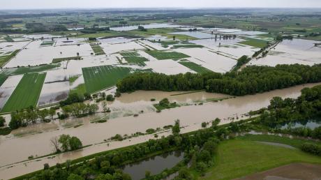 So sieht es im Donauried bei Gremheim aus, wenn Hochwasser aus der Donau ausgeleitet wird. Das Archivfoto entstand im Juni 2013.  	