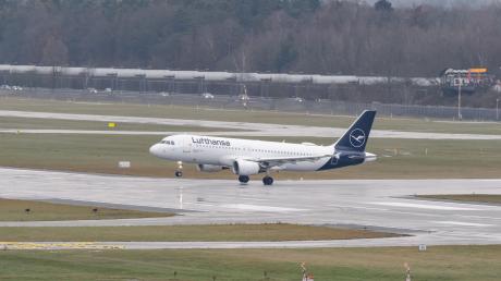 Ein Airbus A320 der Fluggesellschaft Lufthansa landet in Hamburg.