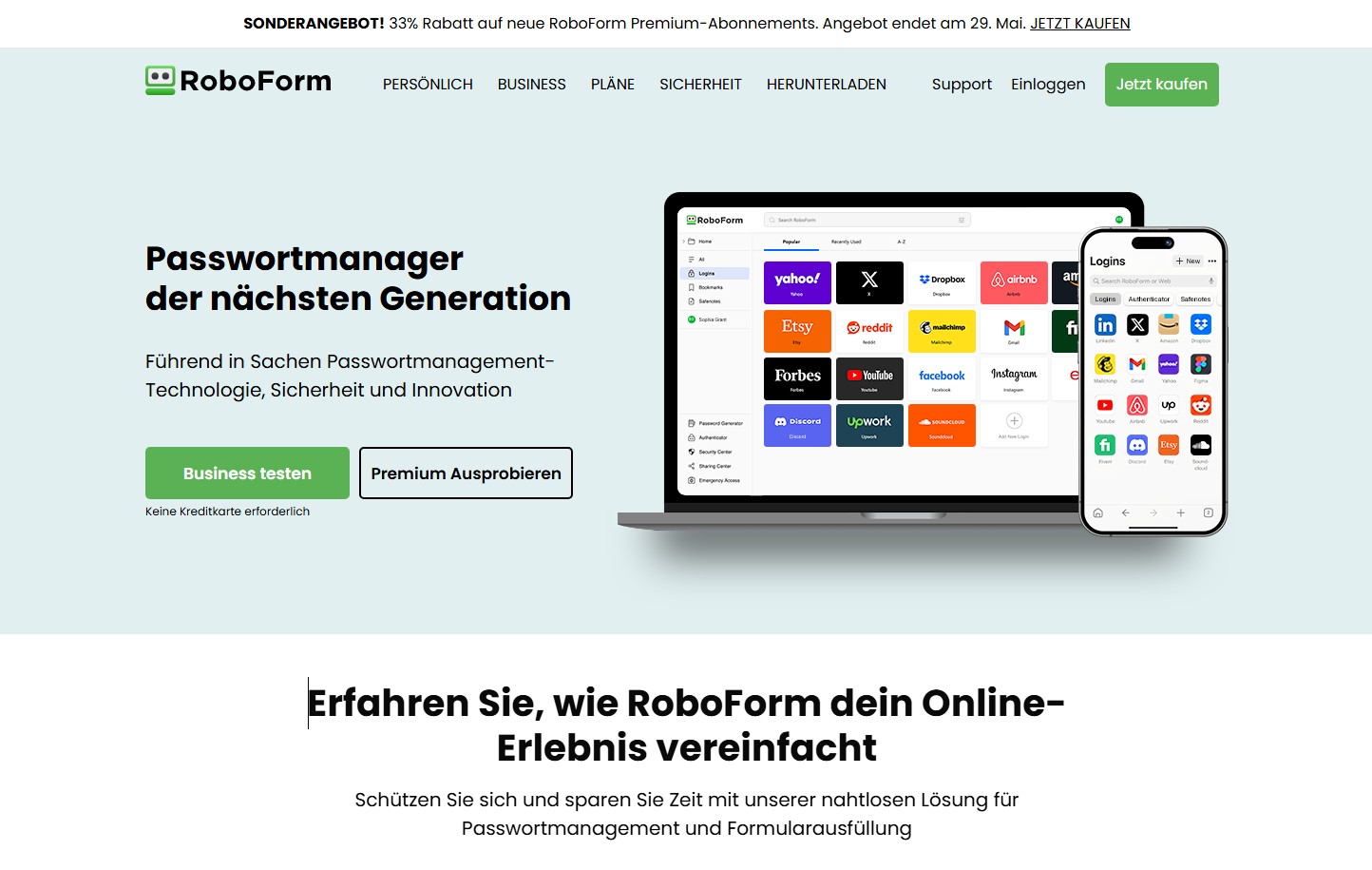 RoboForm Testbericht 2025 - Passwort-Manager Testsieger im Überblick.